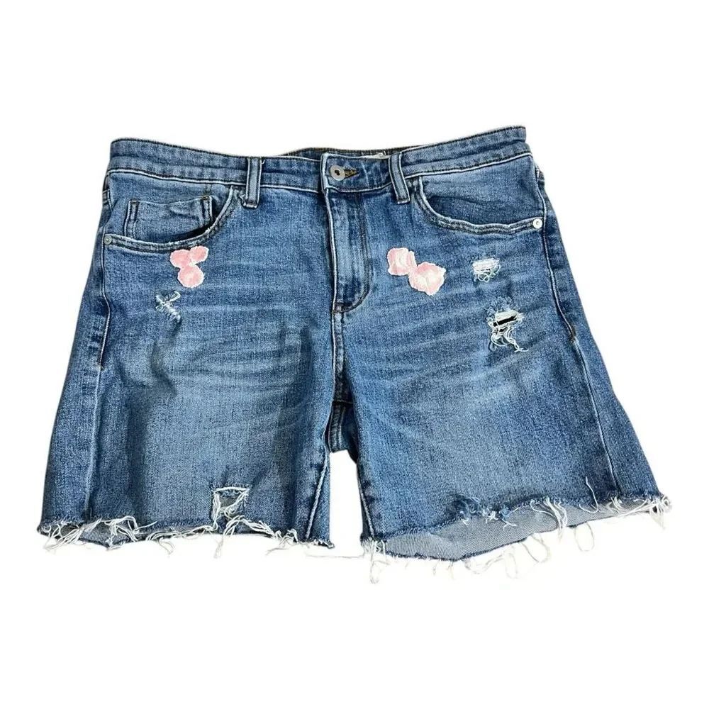 Pilcro and the Letter press Women Blue Denim Slim Boyfriend Shorts Size 30